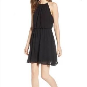 Lush Little Black Dress Chiffon Cinch Elasticized Waist | Small